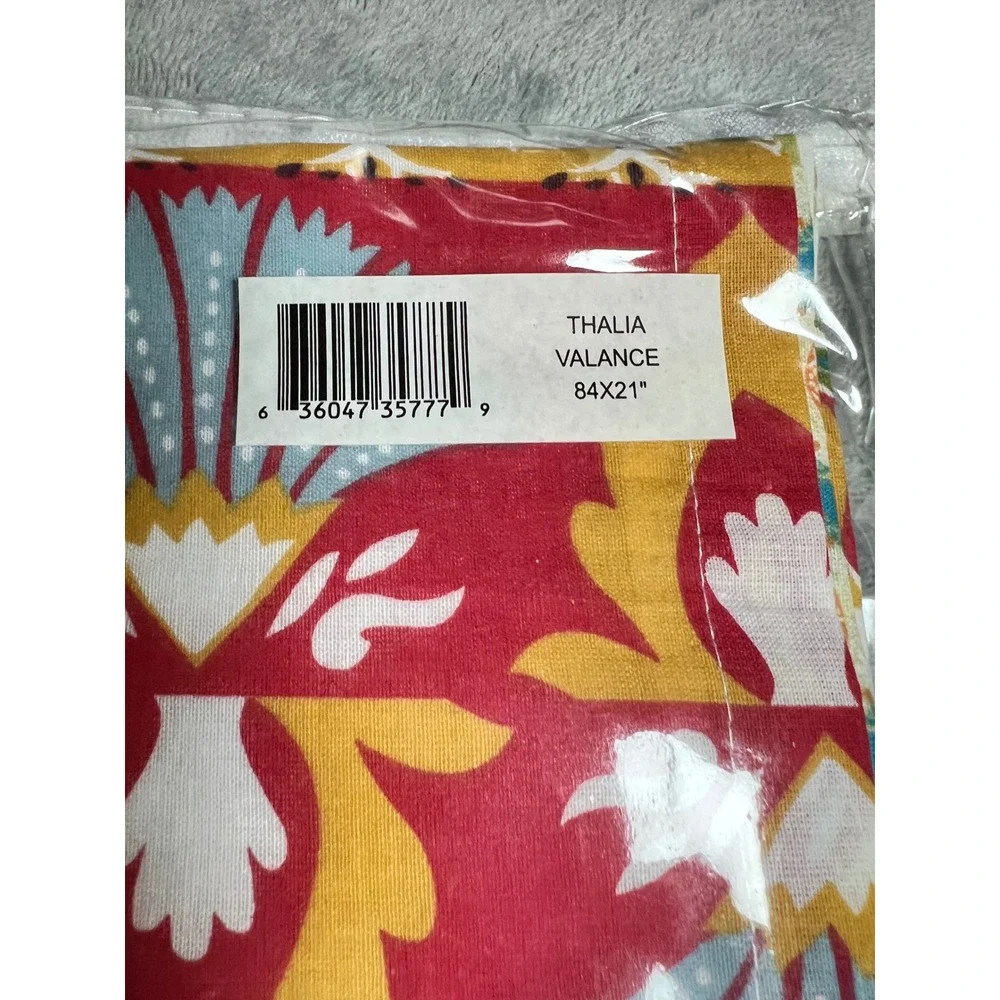 Thalia Valance 84x21 Red Gold‎ Blue Floral Geometric Window Home Decor